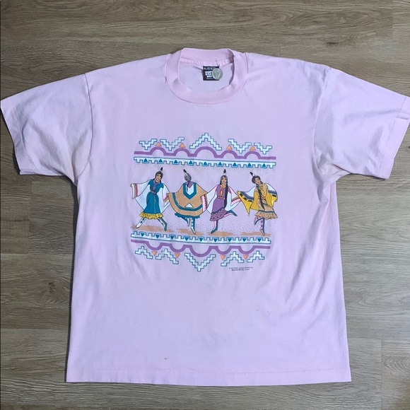 Screen Stars Other - Vintage 1992 men’s XL Native American Pink Graphic T-Shirt